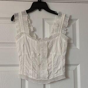 Elegant White Ruffled Women's Top
